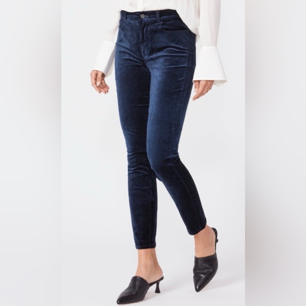 PAIGE Hoxton blue Velvet Ankle long tall Jeans size 31